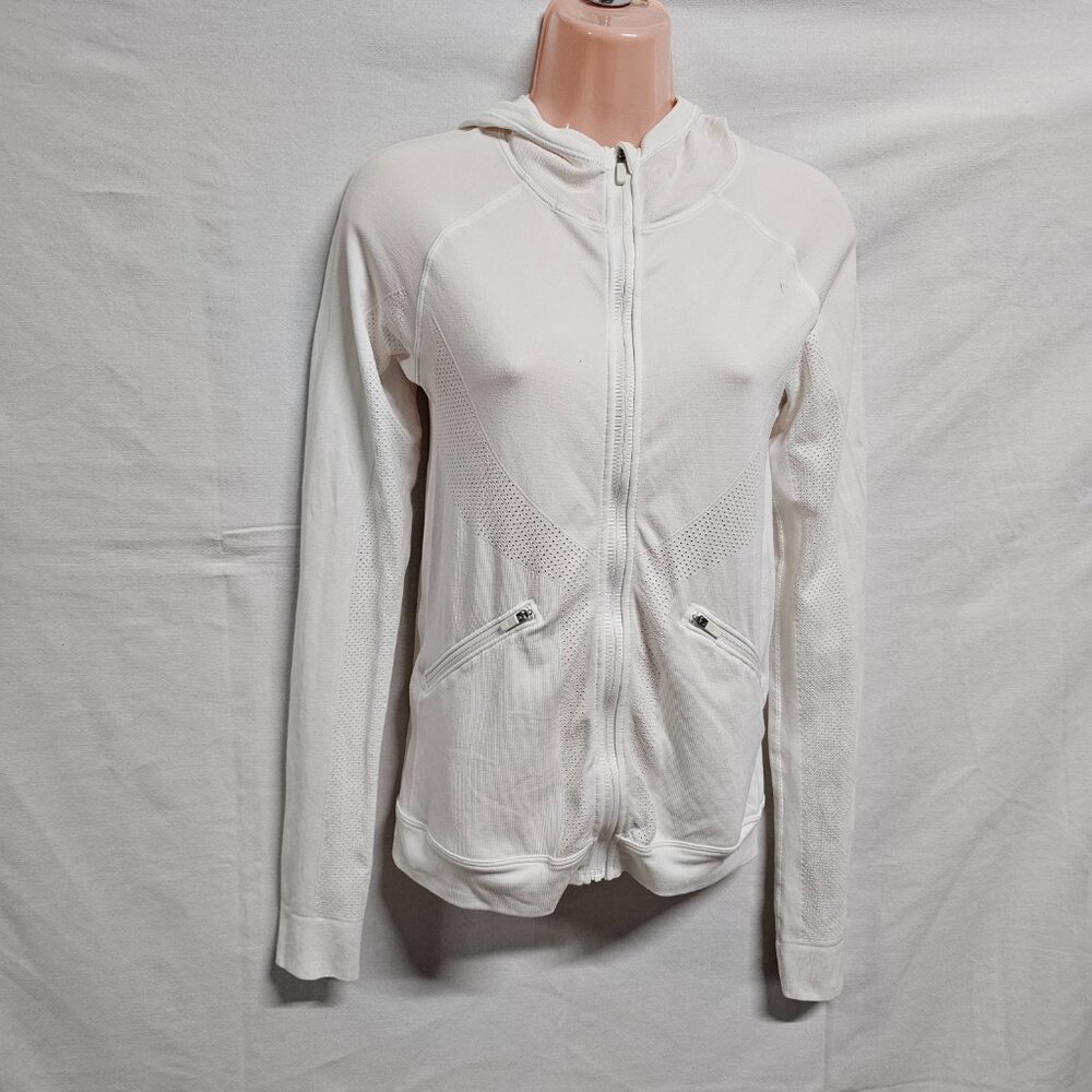 Lululemon Ventilate Hooded Jacket Women Size 6 White Perforated - Picture 3 of 14